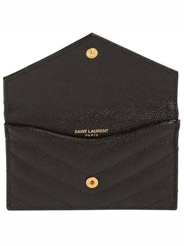 Cassandre Matelasse Fragment Emboss Leather Flap Card Wallet Black - SAINT LAURENT - BALAAN 5