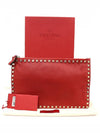 PW2P0269BOL Red Calfskin Gold Plated Rockstud Pouch Clutch - VALENTINO - BALAAN 2