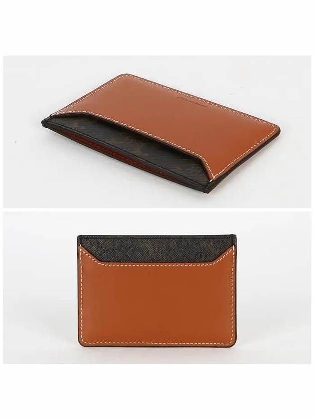 Triomphe Canvas Calfskin Card Wallet Tan - CELINE - BALAAN 4