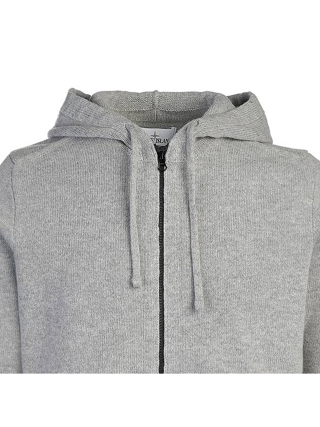 Waffen Patch Knit Zip Up Hoodie Light Grey - STONE ISLAND - BALAAN 5