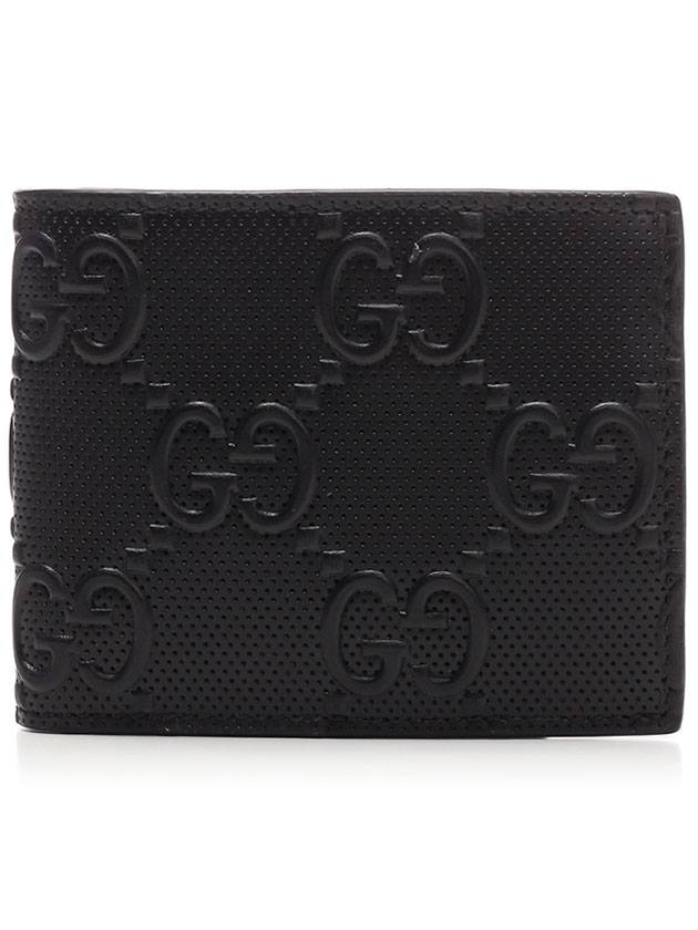 GG Emboss Leather Half Wallet Black - GUCCI - BALAAN 1