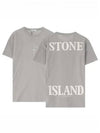 Men's Compass Embroidery Back Lettering Short Sleeve T-Shirt Grey - STONE ISLAND - BALAAN 2