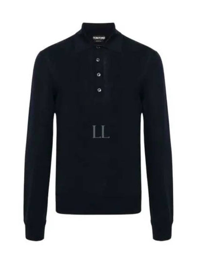 Knit Wool Long Sleeve Polo Shirt Navy - TOM FORD - BALAAN 2