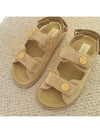 Button Logo Velvet Velcro Sandals Beige - CHANEL - BALAAN.