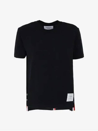 Center Back Stripe Classic Cotton Pique Relaxed Fit Short Sleeve T-Shirt Navy - THOM BROWNE - BALAAN 2