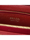 Saffiano zipper long wallet red - PRADA - BALAAN 6