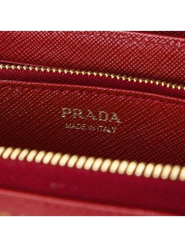 Saffiano zipper long wallet red - PRADA - BALAAN 6