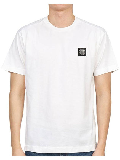 Logo Patch Cotton Short Sleeve T-Shirt White - STONE ISLAND - BALAAN 2