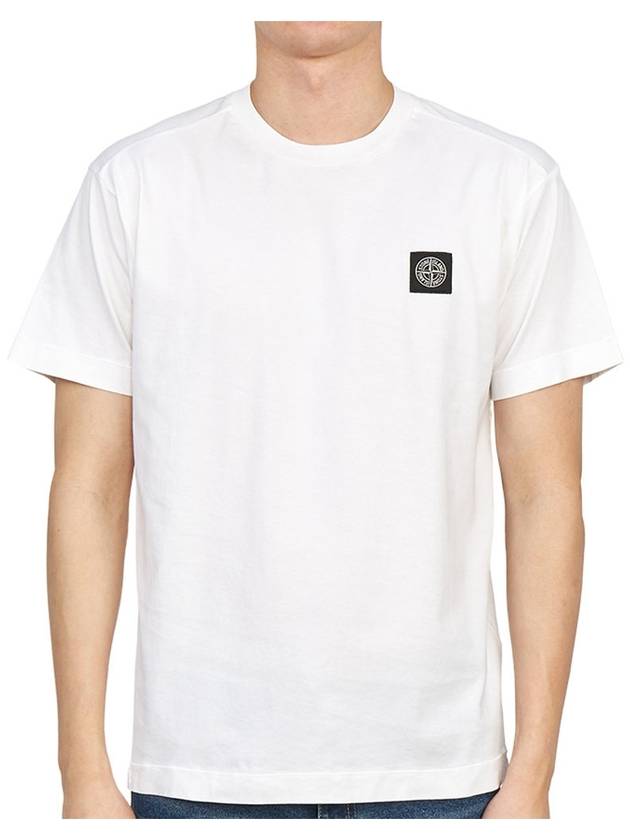 Logo Patch Cotton Short Sleeve T-Shirt White - STONE ISLAND - BALAAN 2