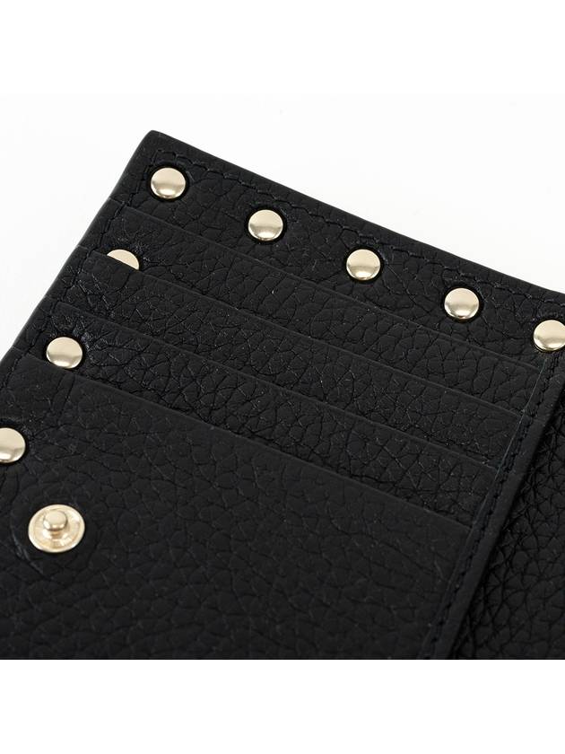 Rockstud Zip Up Card Wallet Black - VALENTINO - BALAAN 4