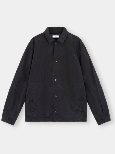 Oversize Padded Long Sleeve Shirt Black - STONE ISLAND - BALAAN 1