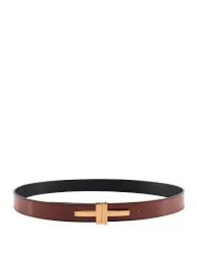 T Buckle Leather Belt 30MM Brown - TOM FORD - BALAAN 2