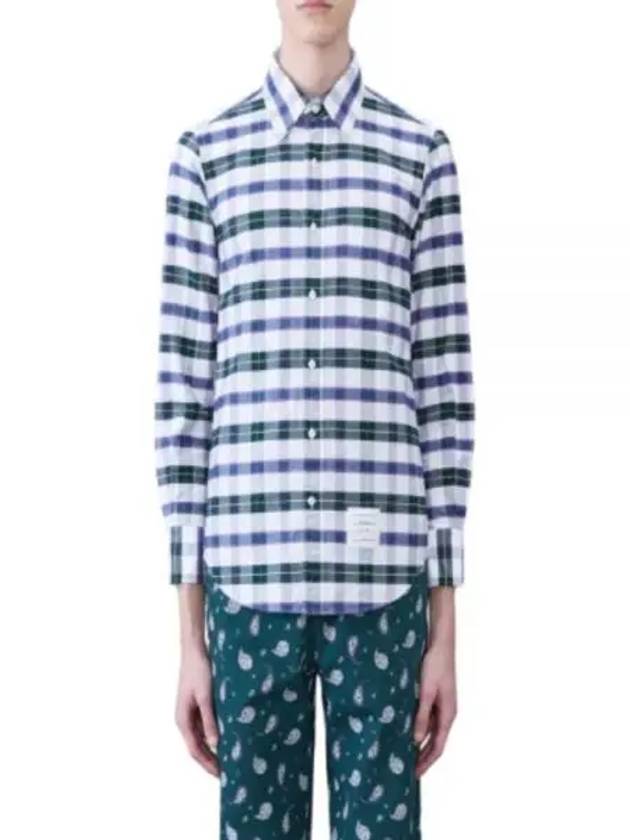 Oxford Tartan Check Cotton Long Sleeve Shirt - THOM BROWNE - BALAAN 2