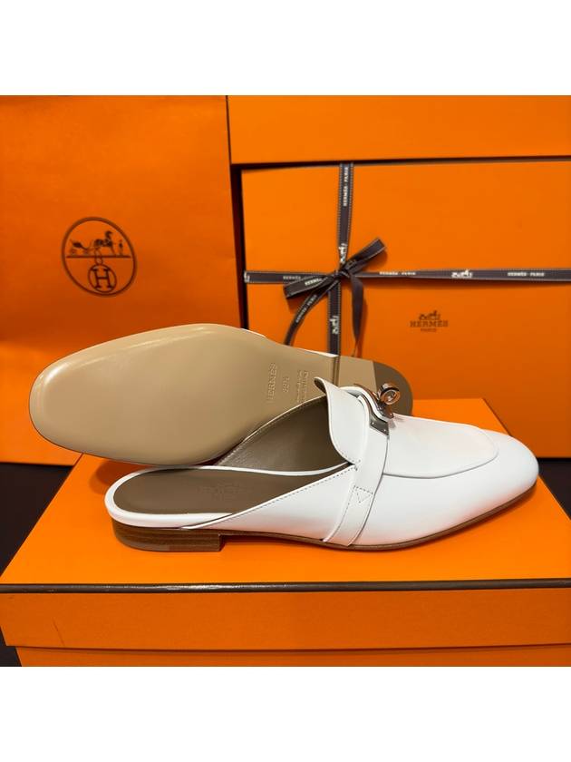 Women's 365 Oz Mule Slippers White Silver Kelly - HERMES - BALAAN 5