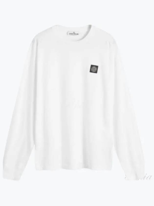 Chest Patch Long Sleeve T-Shirt White - STONE ISLAND - BALAAN 2