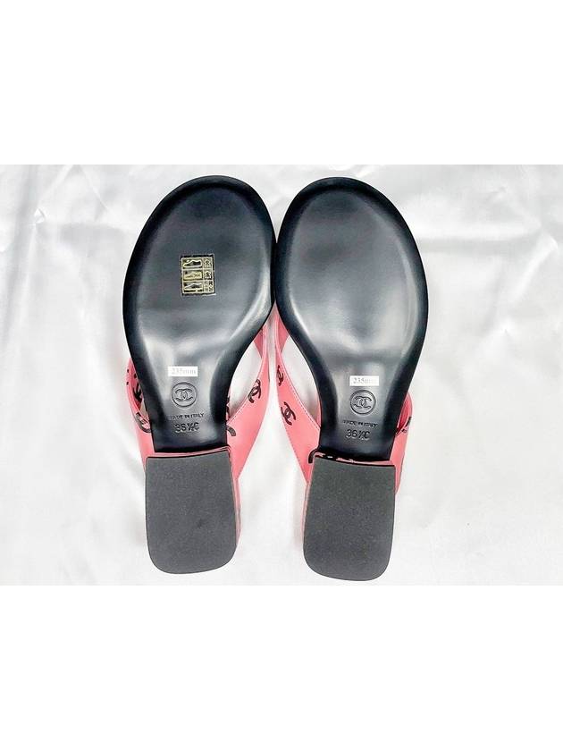 CC Logo Print Lambskin Flip Flops Pink - CHANEL - BALAAN.