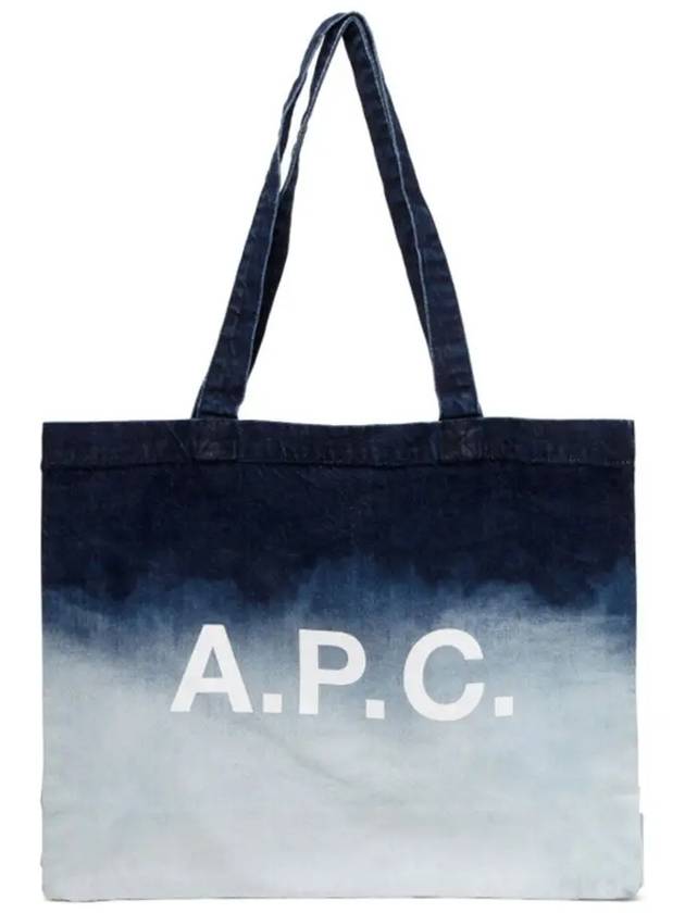 Logo Bleach Washing Denim Tote Bag Blue - A.P.C. - BALAAN.