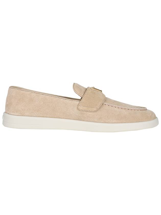 Triangle Logo Suede Leather Loafers Beige - PRADA - BALAAN 5