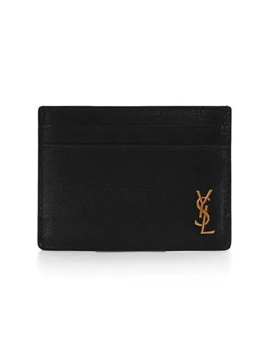 Tiny Monogram Shiny Leather Card Case Black - SAINT LAURENT - BALAAN 2