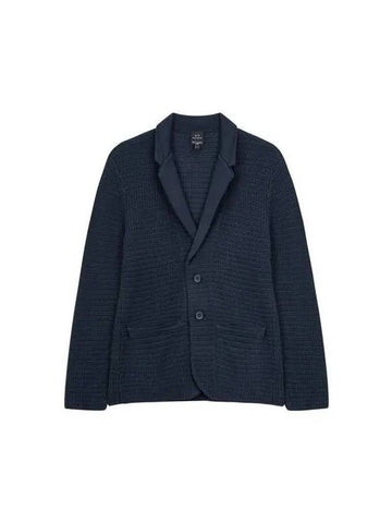 Men s Narrow Lapel Knitted Blazer Navy 271005 - ARMANI EXCHANGE - BALAAN 1