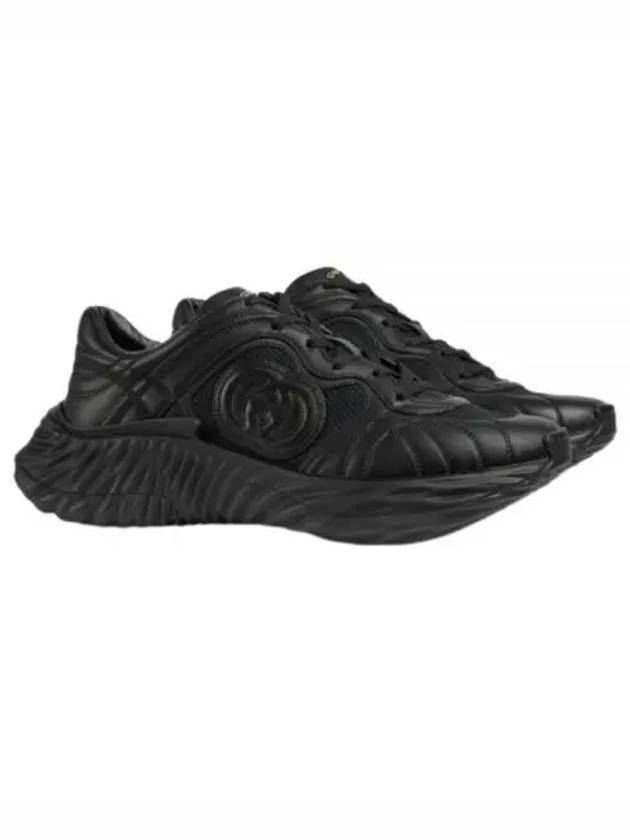 Interlocking G Chunky Leather Low Top Sneakers Black - GUCCI - BALAAN 2