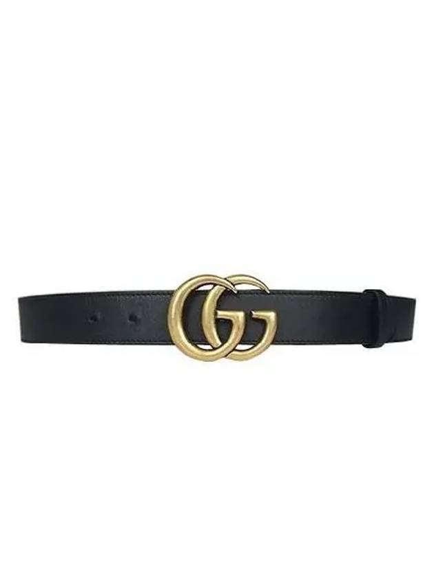 414516 GG gold buckle black leather Marmont belt 28 32 - GUCCI - BALAAN 3