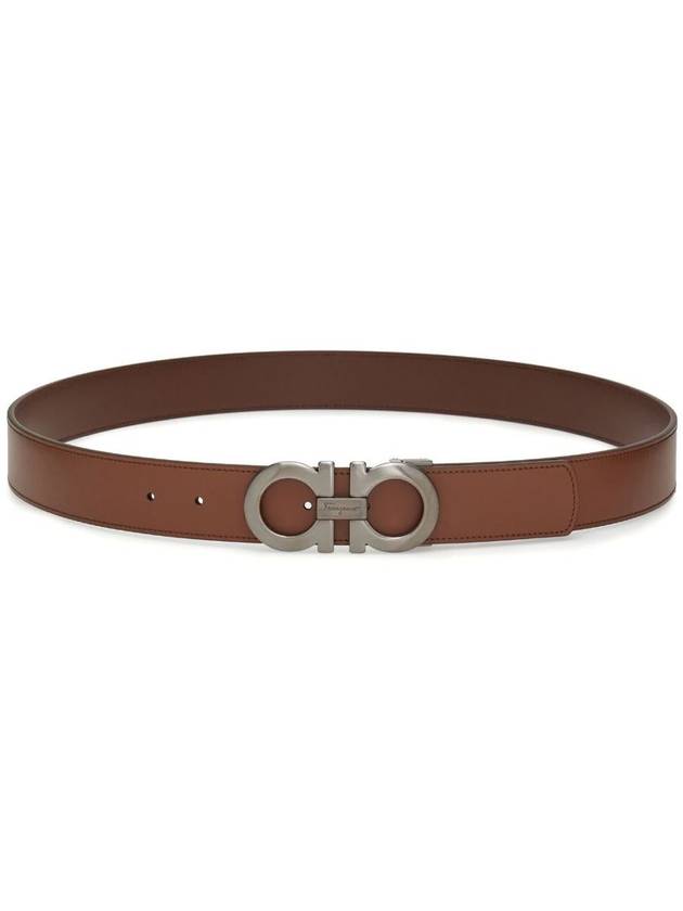 Gancini Reversible Adjustable Leather Belt Brown - SALVATORE FERRAGAMO - BALAAN 2