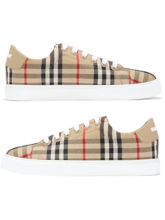 Vintage Check and Leather Sneakers Archive Beige - BURBERRY - BALAAN 2