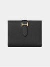 Bean Compact Gold Ring Wallet Black - HERMES - BALAAN 2