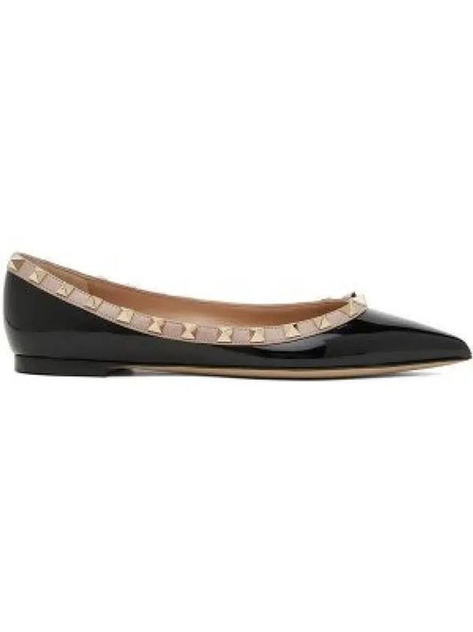 Rockstud Pointed Toe Ballerina Flats Black - VALENTINO - BALAAN 2