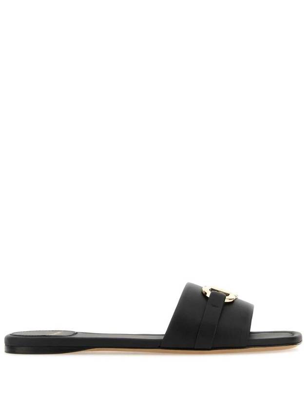 Gancini Ornament Flat Slide Black - SALVATORE FERRAGAMO - BALAAN 2