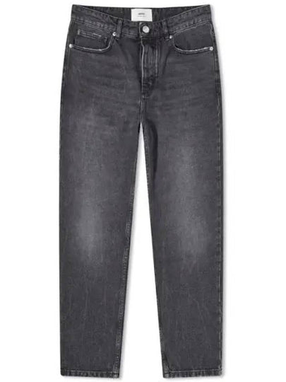 Tapered Fit Denim Cotton Straight Jeans Black - AMI - BALAAN 2