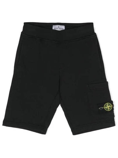 Kids Wappen Patch Fleece Shorts Black - STONE ISLAND - BALAAN 2