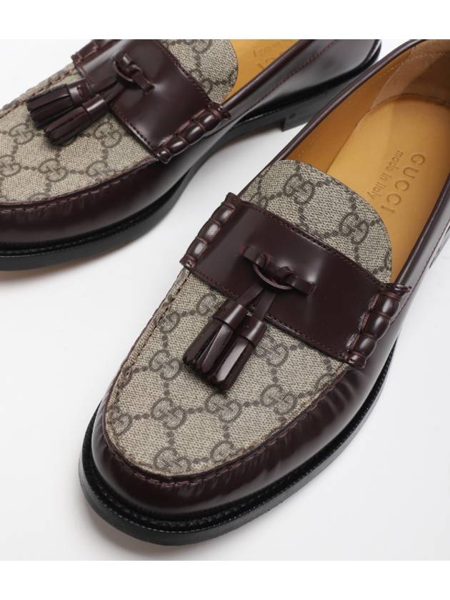 Tassel GG Supreme Canvas Leather Loafers Brown - GUCCI - BALAAN 8