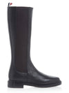 Logo Pebble Leather Chelsea Long Boots Black - THOM BROWNE - BALAAN 3