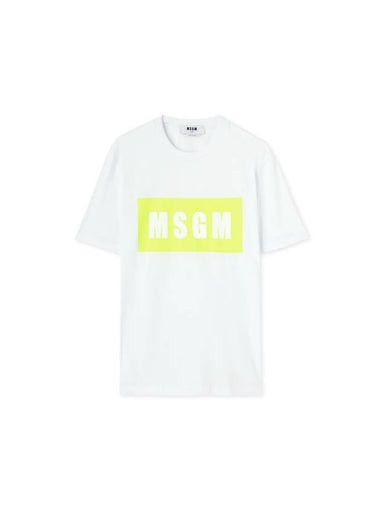 Box Logo Print Cotton Short Sleeve T-Shirt White - MSGM - BALAAN 1