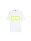 Box Logo Print Cotton Short Sleeve T-Shirt White - MSGM - BALAAN 1