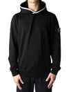 Garment Dyed Cotton Stretch Fleece Hoodie Black - STONE ISLAND - BALAAN 7