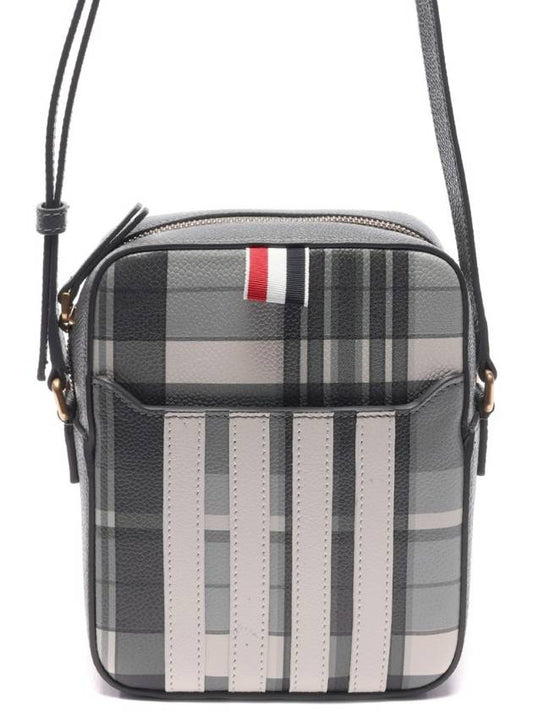 Madras 4-Bar Vertical Pepple Grain Leather Cross Bag Grey - THOM BROWNE - BALAAN 2