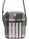 Madras 4-Bar Vertical Pepple Grain Leather Cross Bag Grey - THOM BROWNE - BALAAN 3