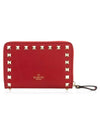 Rockstud Coin Zipper Bicycle Wallet Red - VALENTINO - BALAAN.