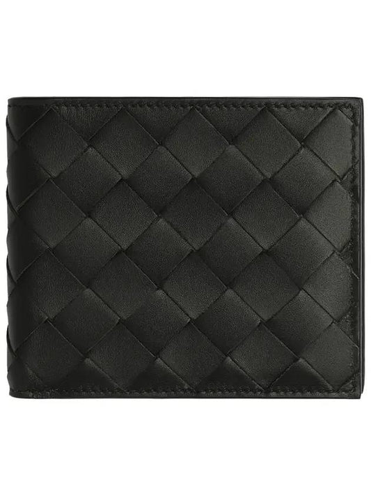 Intrecciato Leather Half Wallet Black - BOTTEGA VENETA - BALAAN 1