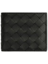 Intrecciato Leather Half Wallet Black - BOTTEGA VENETA - BALAAN 1