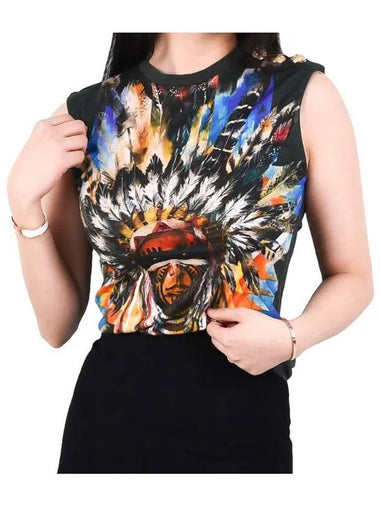 Indian printed gold epaulet tank top TISSU4371 - BALMAIN - BALAAN 1