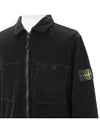 Organic Cotton Corduroy Zip-Up Jacket Black - STONE ISLAND - BALAAN 4