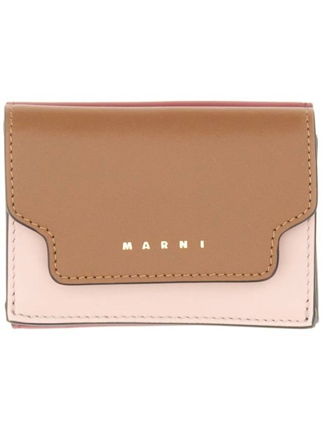 Saffiano Leather Tri-fold Half Wallet Brown - MARNI - BALAAN 2