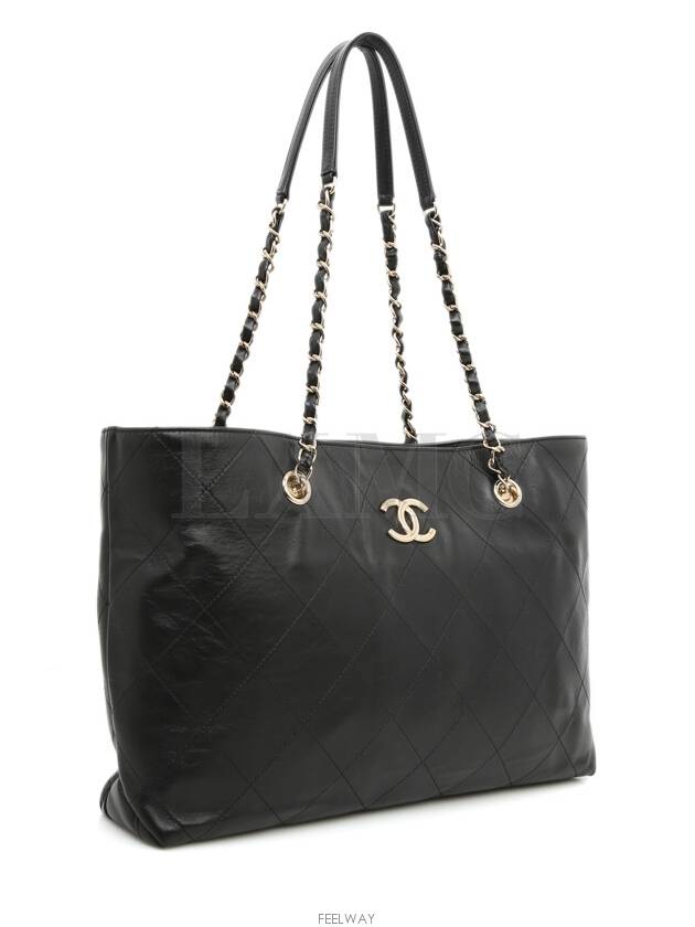 Black Matrasse Chain Shoulder Bag Quilted Medium Shopper AS2442 - CHANEL - BALAAN 4