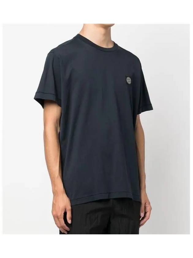 Slimfit Cotton Jersey Short Sleeve T-shirt Navy - STONE ISLAND - BALAAN 4