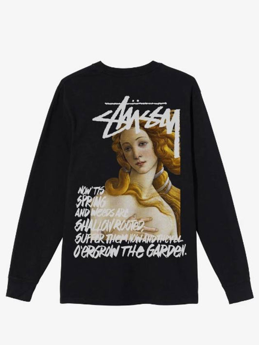 Spring Weeds Pigment Dyed Long Sleeve T-Shirt Black - STUSSY - BALAAN 2