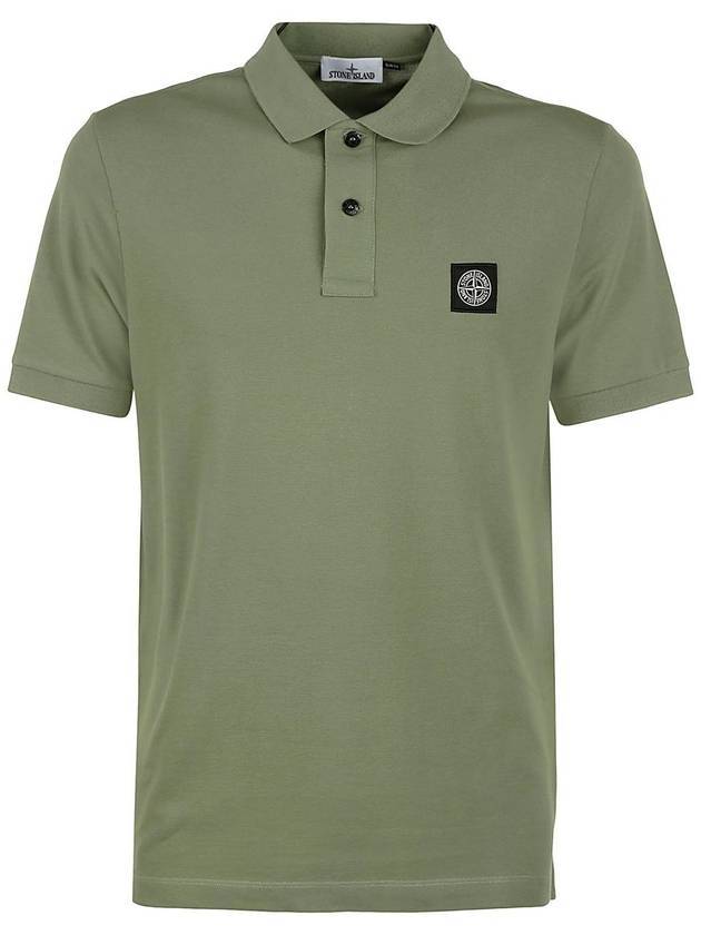 Men's Logo Patch Cotton Polo Shirt Green - STONE ISLAND - BALAAN 1